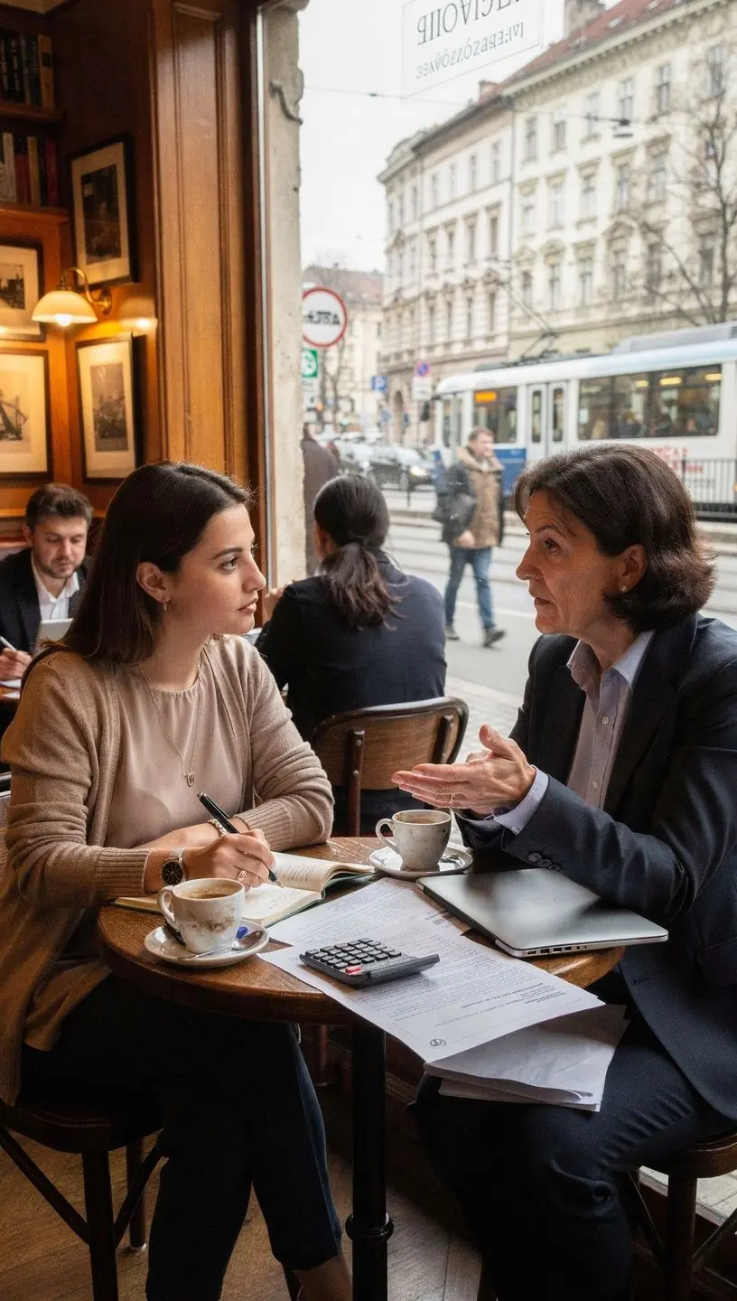 Könyvelési tréninghez készített jegyzetek és tananyagok egy asztalon.