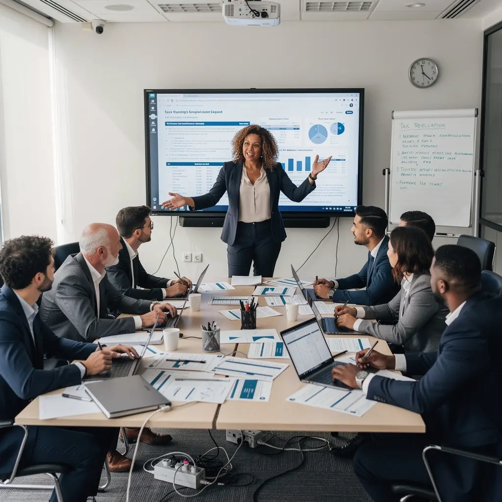 Könyvelési tréninghez készített jegyzetek és tananyagok egy asztalon.